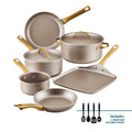 Radiant Nonstick Cookware Pots And Pans Set With Prestige Cooking Tools, 12 Piece, Champagne