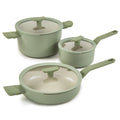 BergHOFF Balance 6Pc Nonstick Ceramic Cookware Set With Glass Lid
