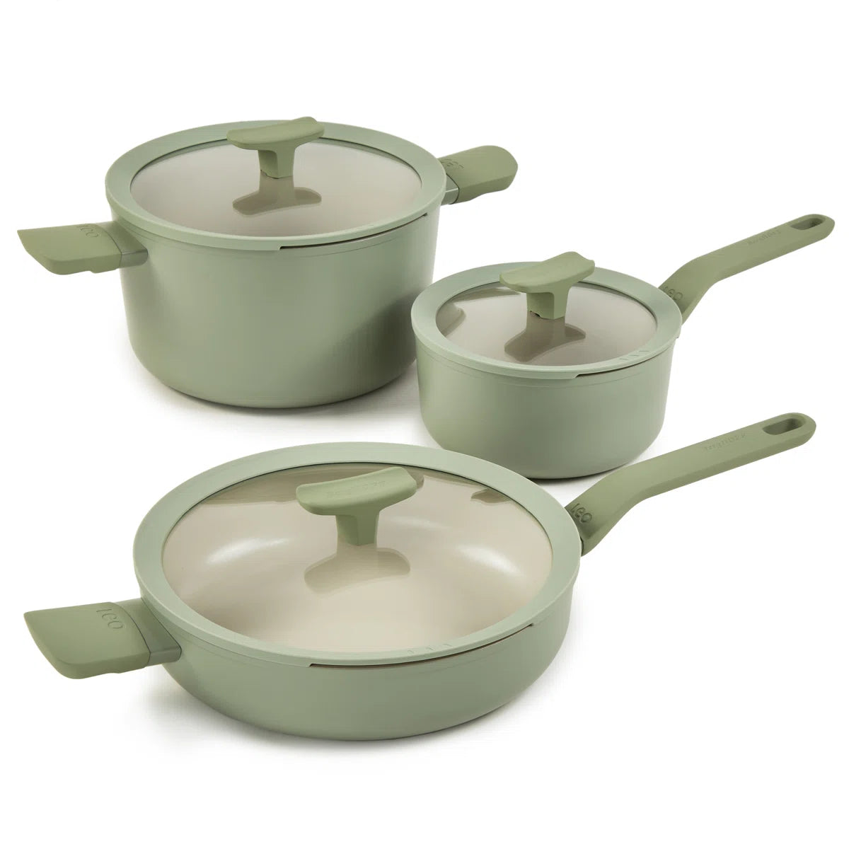 BergHOFF Balance 6Pc Nonstick Ceramic Cookware Set With Glass Lid