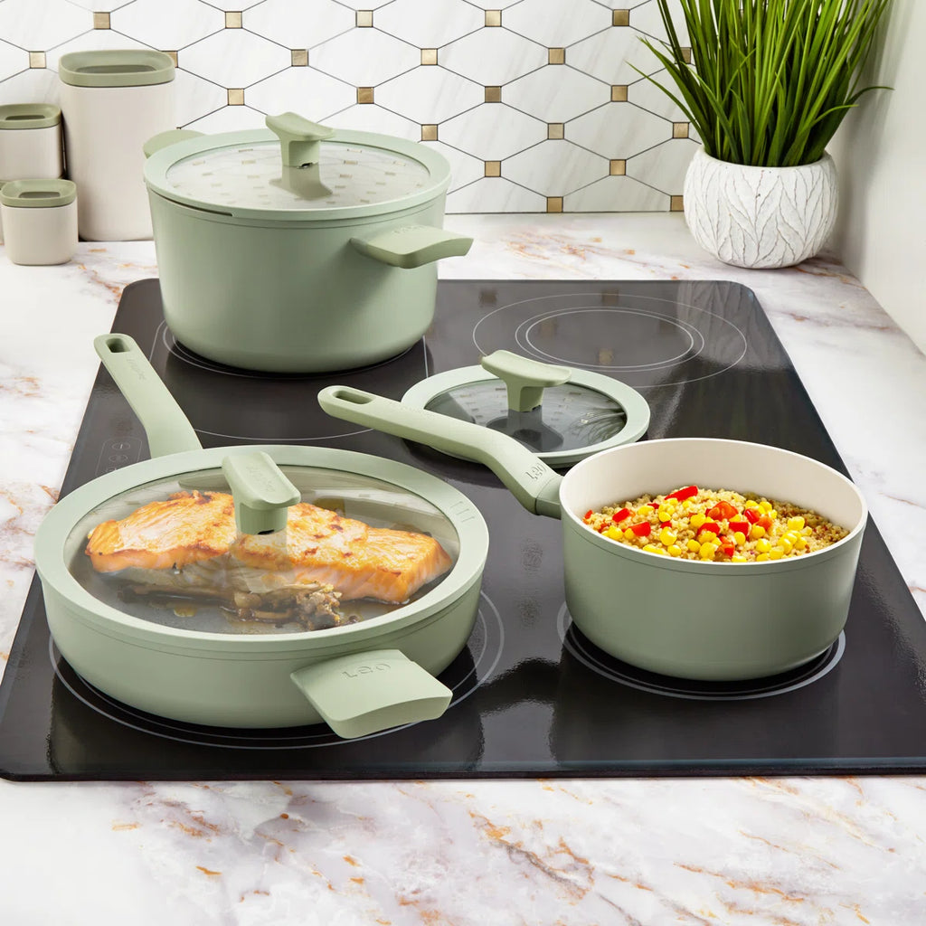 BergHOFF Balance 6Pc Nonstick Ceramic Cookware Set With Glass Lid