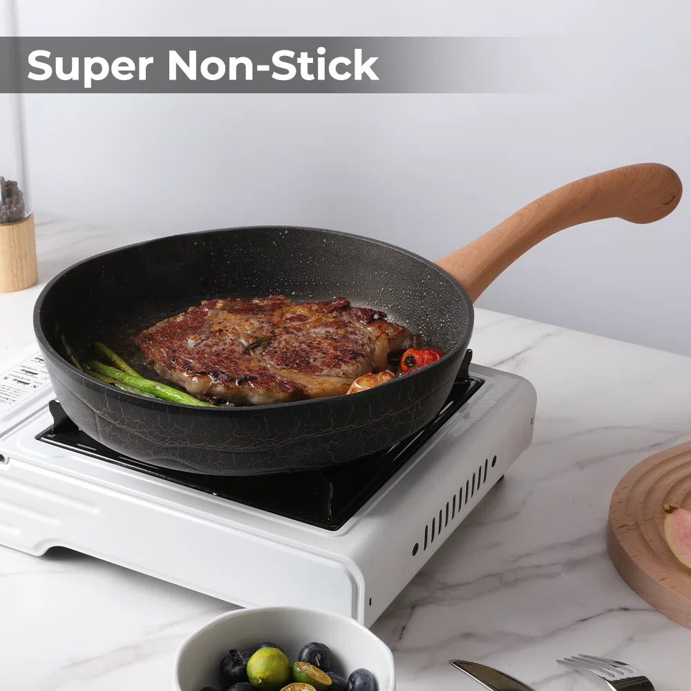 7 - Piece Non-stick Ceramic Cookware Set , Bionic Turtle Design, Induction Compatible , Durable Home Cooking Pots and Pans