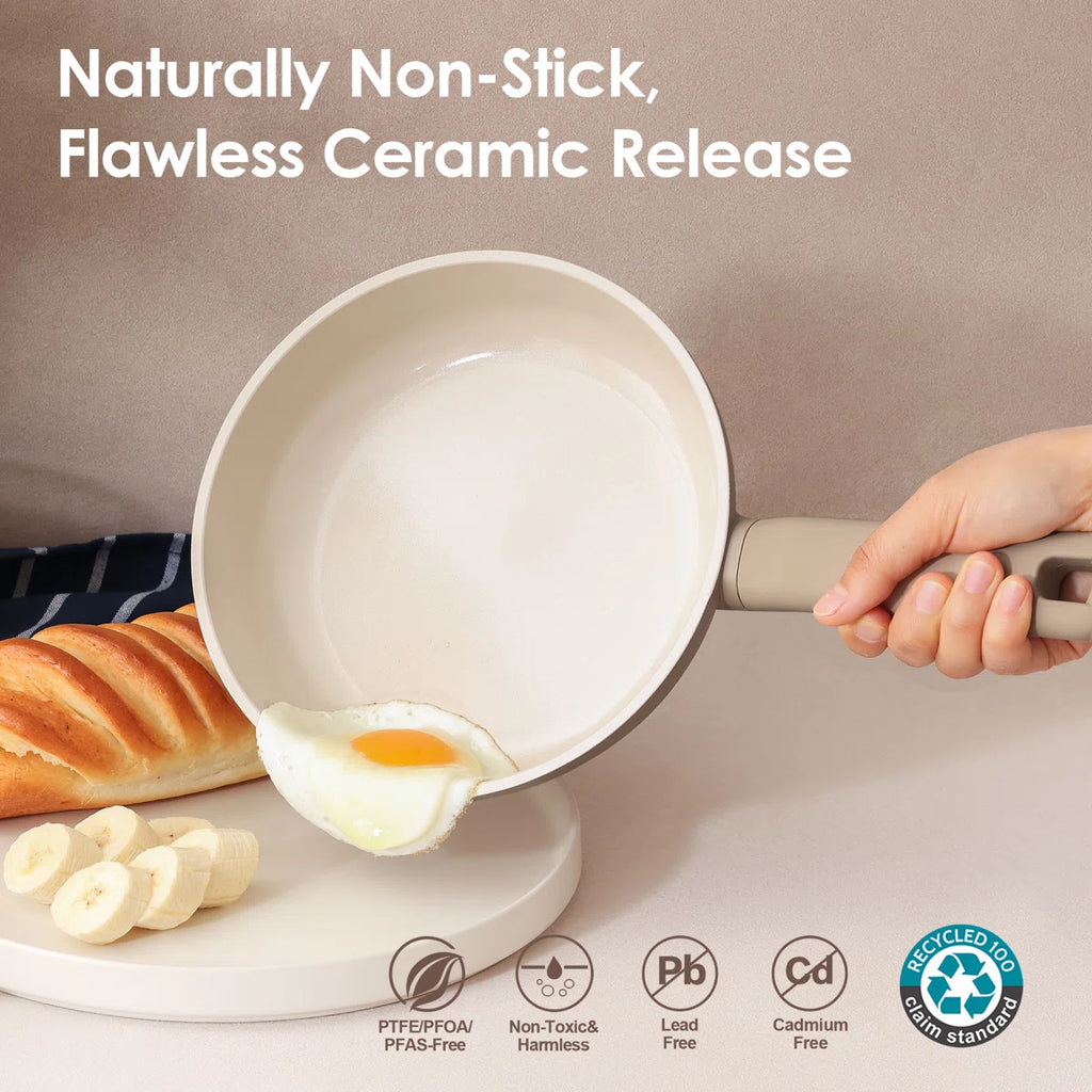 Ceramic Cookware Sets, 17-Piece, Non-Toxic Healthy Non Stick, PFAS PTFE PFOA PFOS Free
