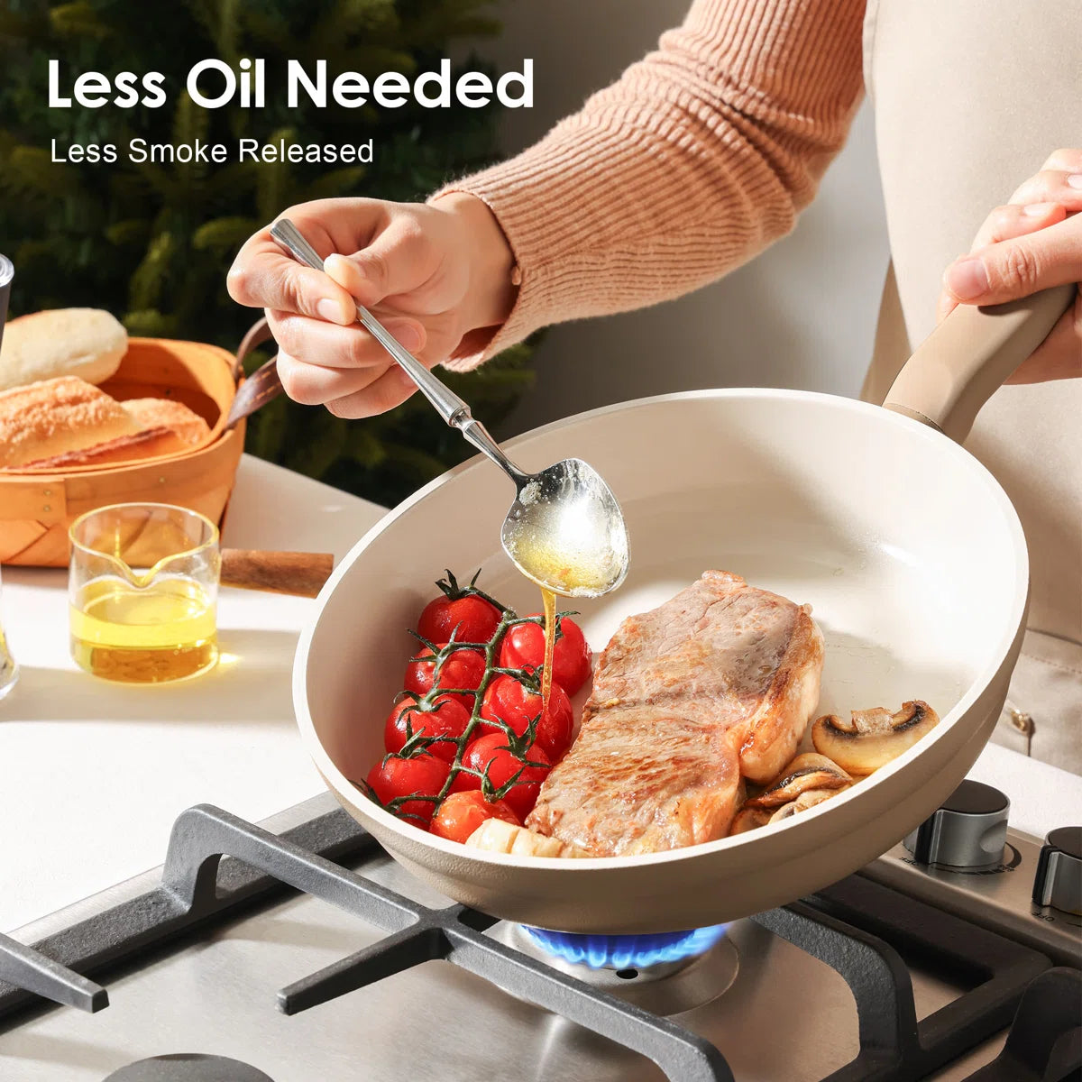 Ceramic Cookware Sets, 17-Piece, Non-Toxic Healthy Non Stick, PFAS PTFE PFOA PFOS Free