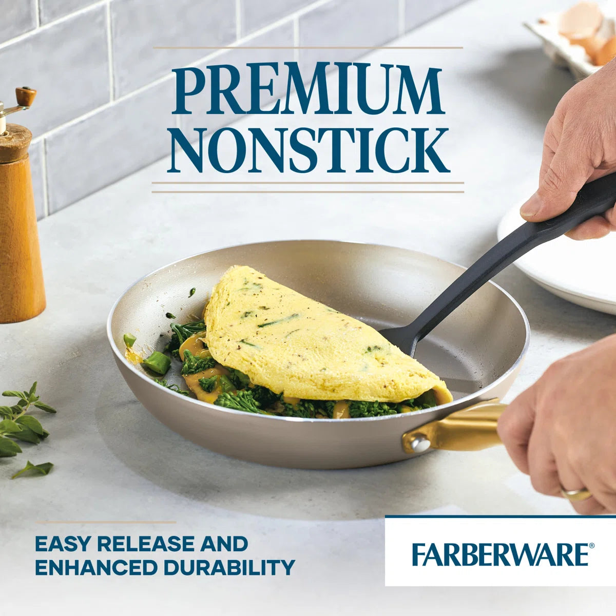 Radiant Nonstick Cookware Pots And Pans Set With Prestige Cooking Tools, 12 Piece, Champagne